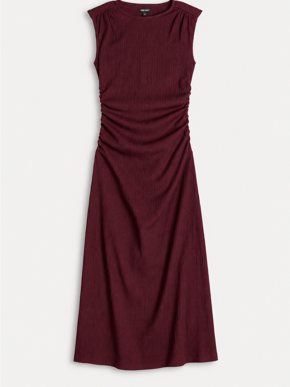 Nine West Sleeveless Ribbed Midi Dress - Burgundy